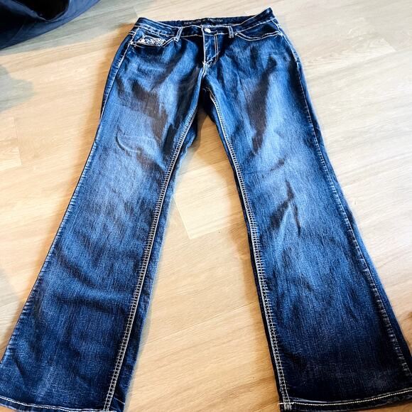 Rockin Denim Dark Wash Bootcut Jean Size 12 with White Crosses - Picture 4 of 4